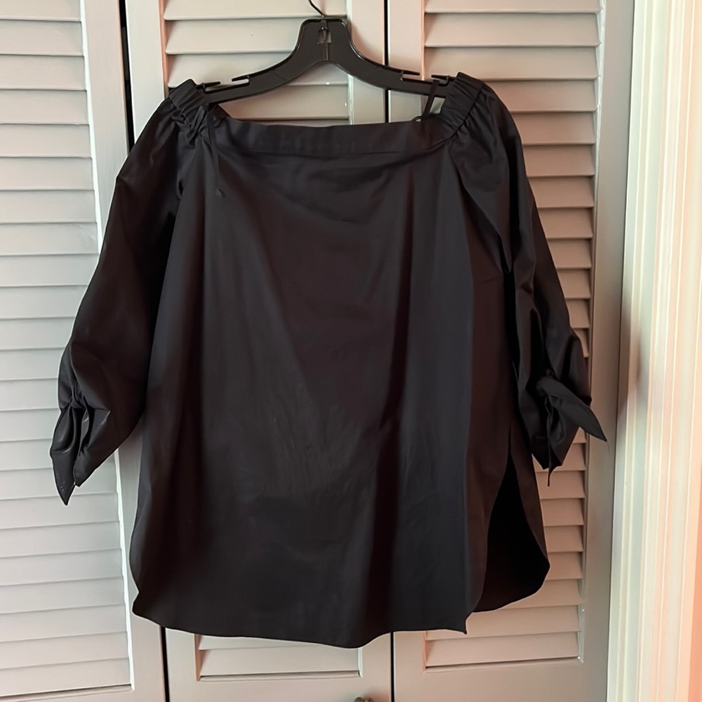 Tibi Black Off The Shoulder Top